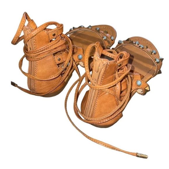 Turquoise & Studded Strappy Sandals - Picture 3 of 7